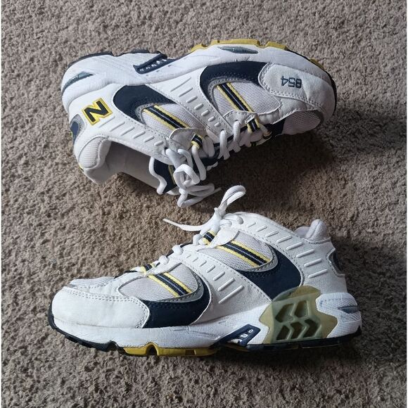 VINTAGE New Balance 854 Athletic Sneakers Men's Size 6 White/Blue/Yellow PRE-OWN - Picture 3 of 8